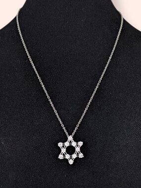 White Rhinestone Star of David Pendant Necklace